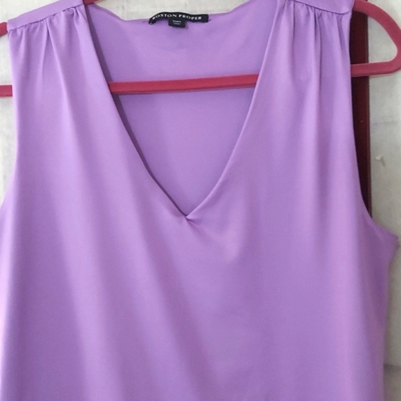 Boston Proper Nikki V-Neck Charmeuse Iris Orchid Blouse Top Sz L - Picture 2 of 6